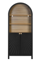 61' Tall Arched Cabinets,Bookcase with storage,Mid-Century Modern 5-Tier Bookshelf with Door,Black