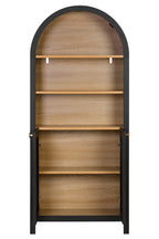 61' Tall Arched Cabinets,Bookcase with storage,Mid-Century Modern 5-Tier Bookshelf with Door,Black