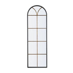 23.5x74.5' Arched Floor Mirror with Black and Gold Windowpane Design