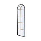 23.5x74.5' Arched Floor Mirror with Black and Gold Windowpane Design