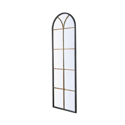 23.5x74.5' Arched Floor Mirror with Black and Gold Windowpane Design