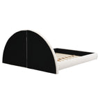 Unique Arched Boucle Bed with Small Table,Queen,Beige Bed Frame