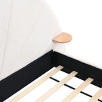 Unique Arched Boucle Bed with Small Table,Queen,Beige Bed Frame