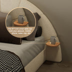 Unique Arched Boucle Bed with Small Table,Queen,Beige Bed Frame