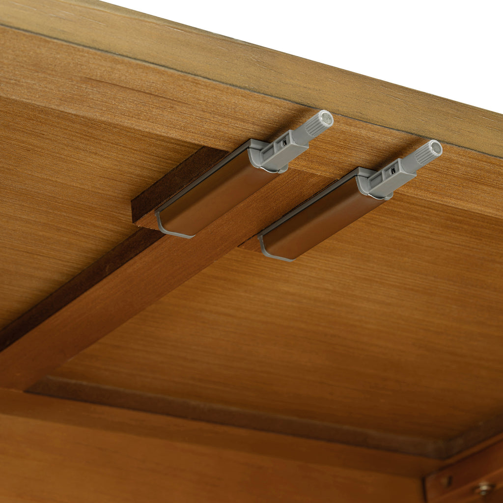 TREXM 4-Door Large Storage Buffet Cabinet with Glass Doors, Arched Cabinet with Adjustable Shelves for Kitchen, Dining Room and Living Room (Old Pine)