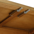 TREXM 4-Door Large Storage Buffet Cabinet with Glass Doors, Arched Cabinet with Adjustable Shelves for Kitchen, Dining Room and Living Room (Old Pine)