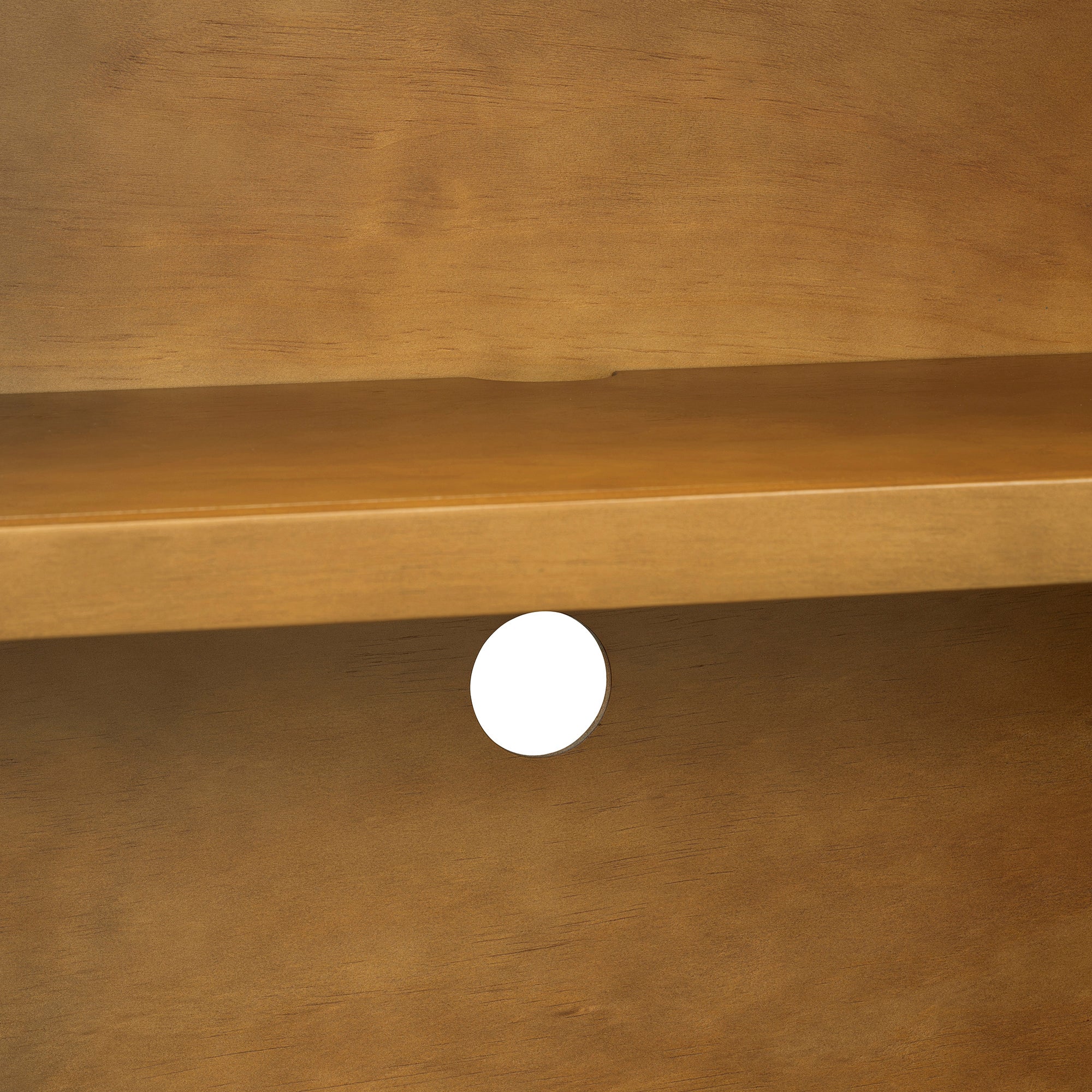 TREXM 4-Door Large Storage Buffet Cabinet with Glass Doors, Arched Cabinet with Adjustable Shelves for Kitchen, Dining Room and Living Room (Old Pine)