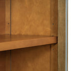 TREXM 4-Door Large Storage Buffet Cabinet with Glass Doors, Arched Cabinet with Adjustable Shelves for Kitchen, Dining Room and Living Room (Old Pine)