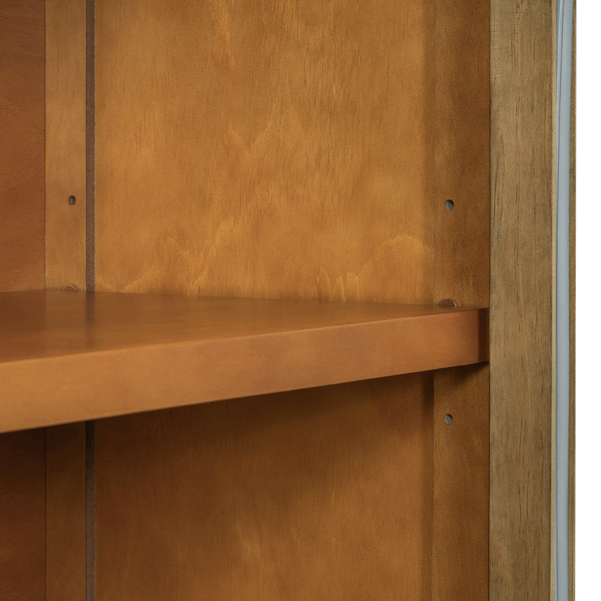 TREXM 4-Door Large Storage Buffet Cabinet with Glass Doors, Arched Cabinet with Adjustable Shelves for Kitchen, Dining Room and Living Room (Old Pine)