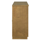 TREXM 4-Door Large Storage Buffet Cabinet with Glass Doors, Arched Cabinet with Adjustable Shelves for Kitchen, Dining Room and Living Room (Old Pine)