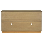 TREXM 4-Door Large Storage Buffet Cabinet with Glass Doors, Arched Cabinet with Adjustable Shelves for Kitchen, Dining Room and Living Room (Old Pine)