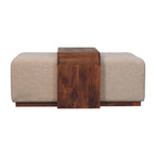 Solid Wood Arden Bench Duo,Boucle seats,Warm Tone Bench