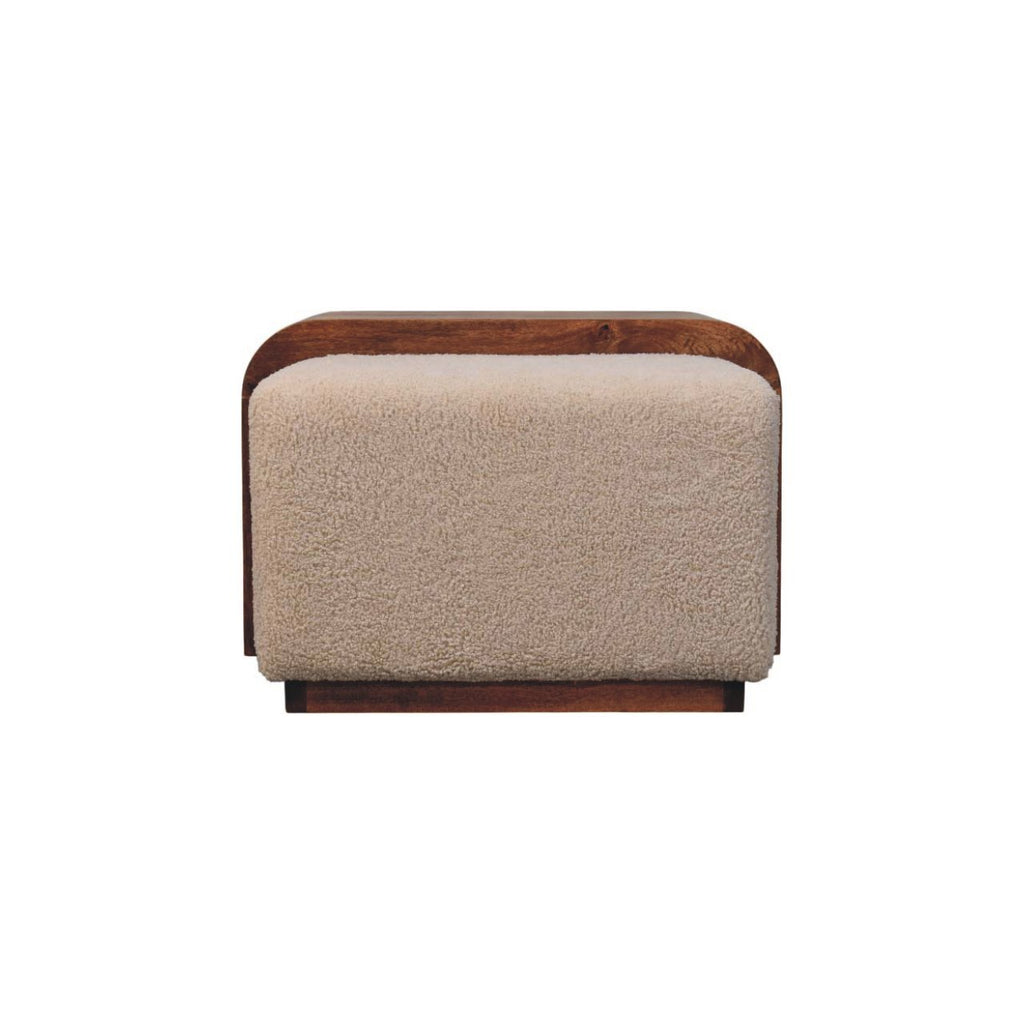 Solid Wood Arden Bench Duo,Boucle seats,Warm Tone Bench