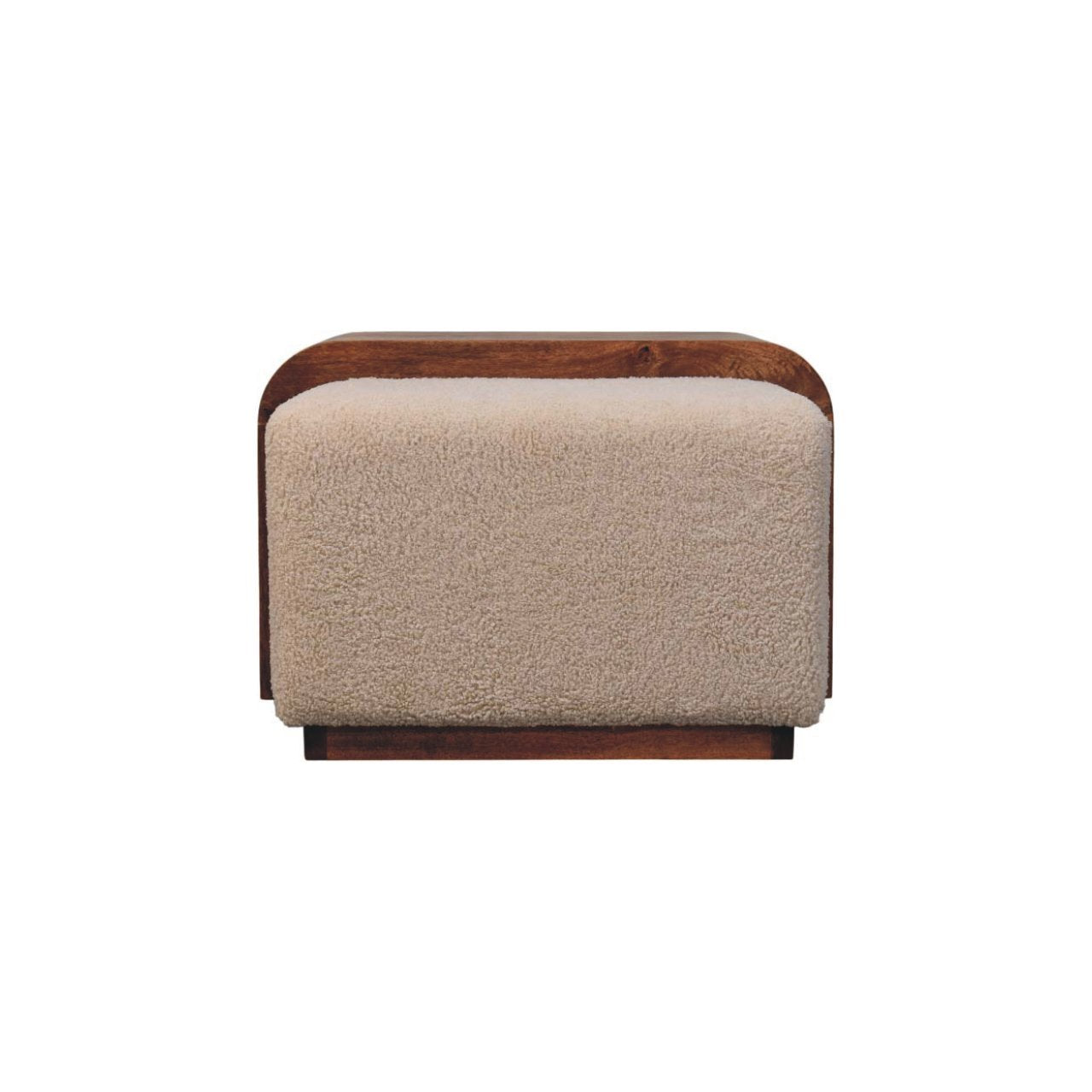 Solid Wood Arden Bench Duo,Boucle seats,Warm Tone Bench