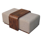 Solid Wood Arden Bench Duo,Boucle seats,Warm Tone Bench
