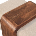 Solid Wood Arden Bench Duo,Boucle seats,Warm Tone Bench