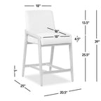 Arizona 25.5' Solid Ash Wood Upholstered Counter Stool with Rope Detail, Crème de la Crème White Faux Fur