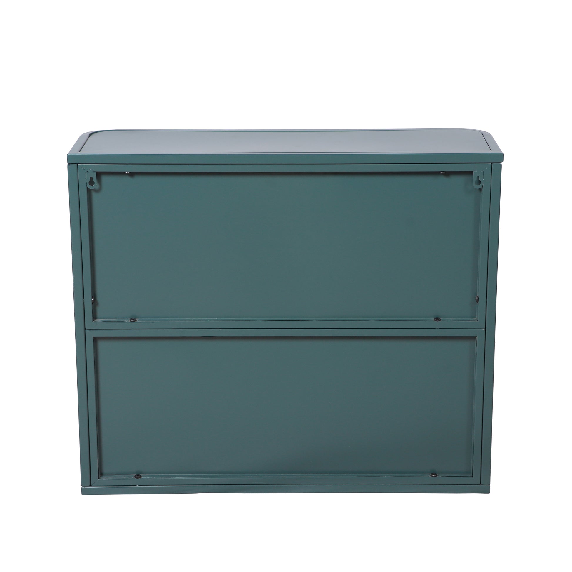 Army Green Wall-Mounted Bathroom Cabinet with Mirror, 2 Mirrored Doors & Open Shelf, Farmhouse Metal Frame Storage Cabinet with Open Compartment for Vanity, Toilet & Over-the-Sink