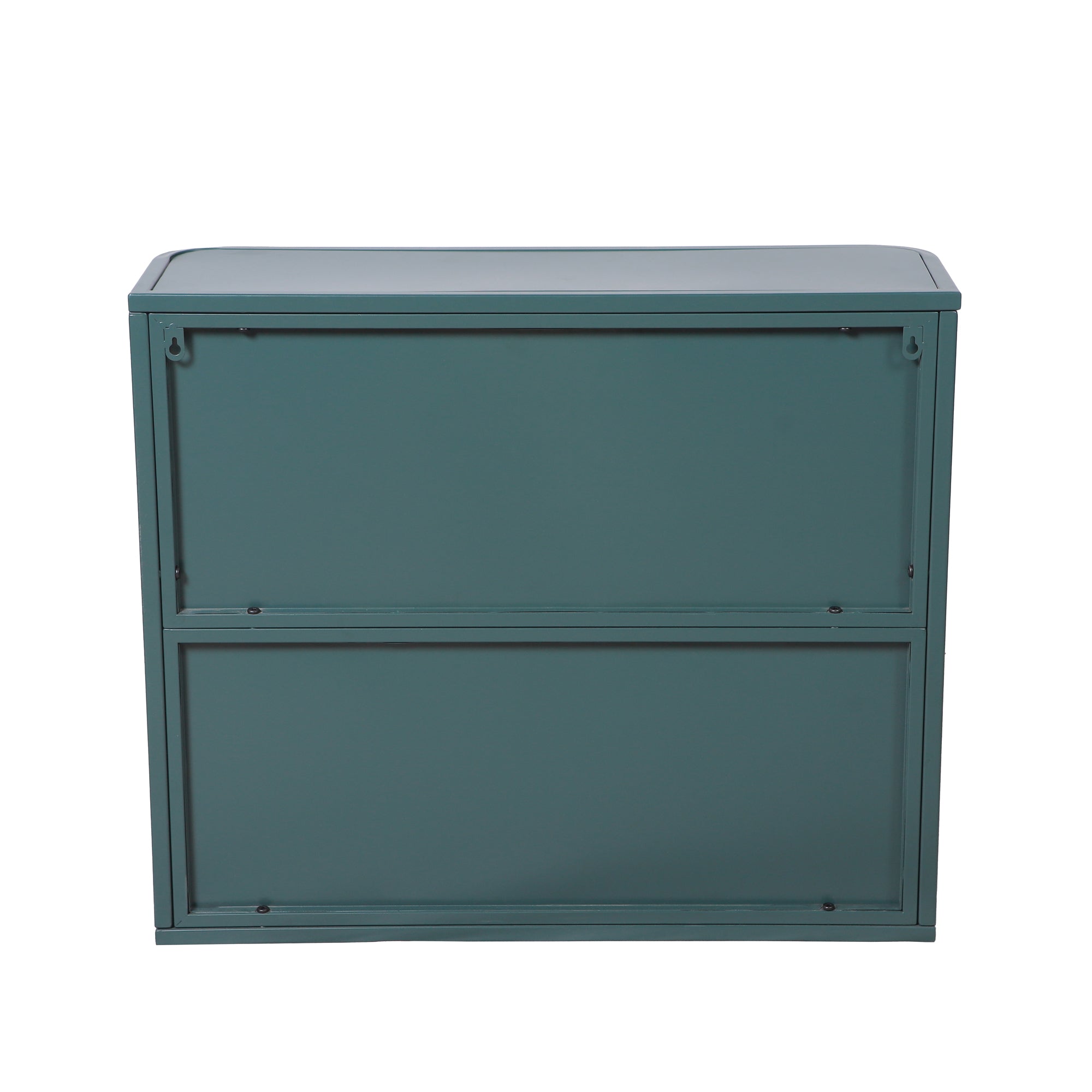 Army Green Wall-Mounted Bathroom Cabinet with Mirror, 2 Mirrored Doors & Open Shelf, Farmhouse Metal Frame Storage Cabinet with Open Compartment for Vanity, Toilet & Over-the-Sink