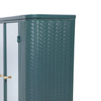 Army Green Wall-Mounted Bathroom Cabinet with Mirror, 2 Mirrored Doors & Open Shelf, Farmhouse Metal Frame Storage Cabinet with Open Compartment for Vanity, Toilet & Over-the-Sink