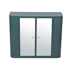 Army Green Wall-Mounted Bathroom Cabinet with Mirror, 2 Mirrored Doors & Open Shelf, Farmhouse Metal Frame Storage Cabinet with Open Compartment for Vanity, Toilet & Over-the-Sink