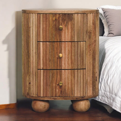 Artisan Furniture Solid Wood Soba Ball 3 Drawer Bedside