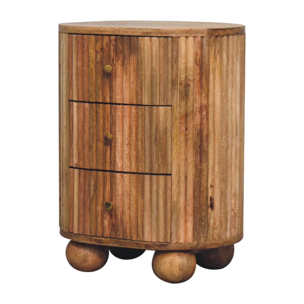 Artisan Furniture Solid Wood Soba Ball 3 Drawer Bedside