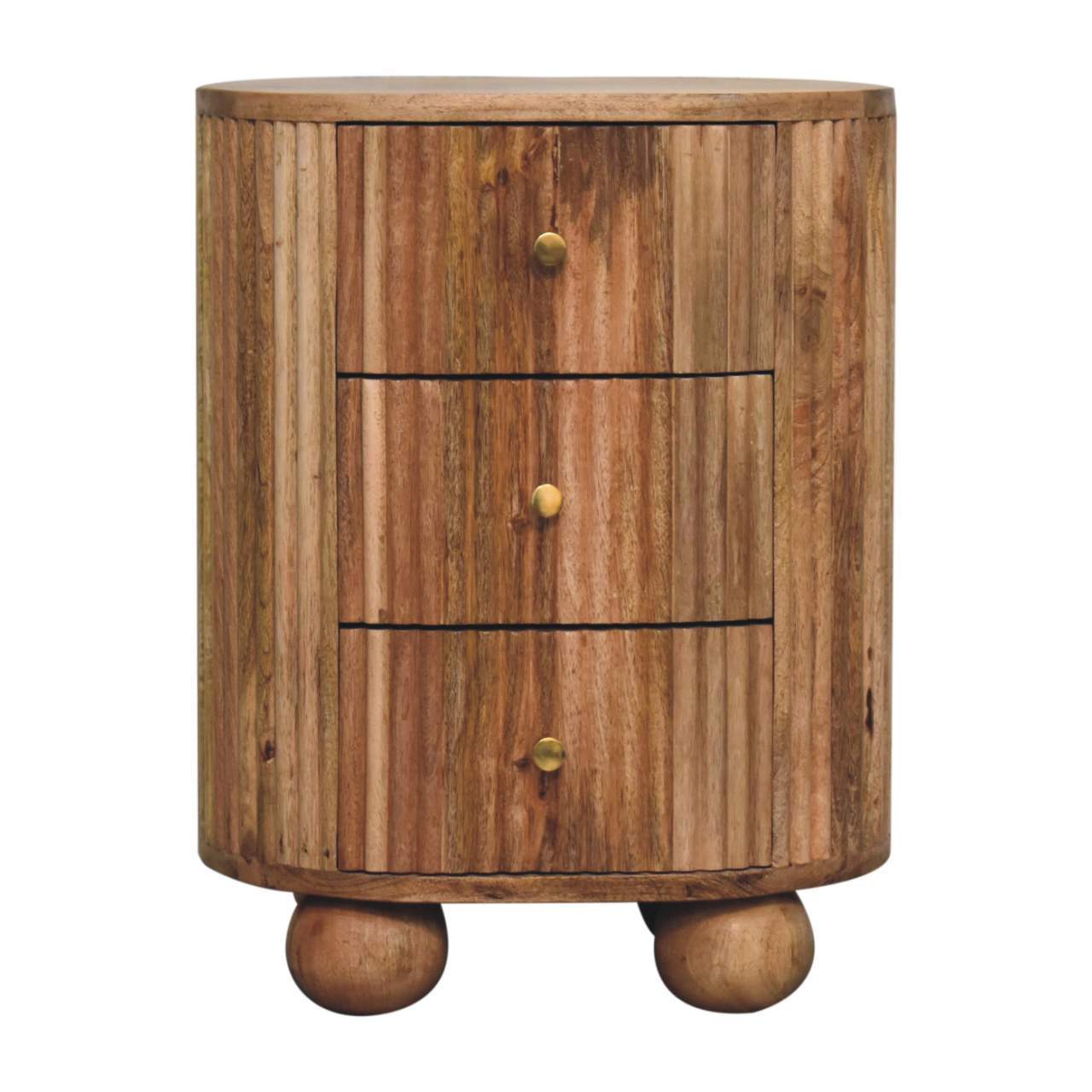 Artisan Furniture Solid Wood Soba Ball 3 Drawer Bedside