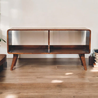 Artisan Furniture Solid Wood Curved Chestnut Double Slot Media Unit