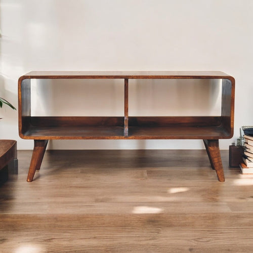 Artisan Furniture Solid Wood Curved Chestnut Double Slot Media Unit