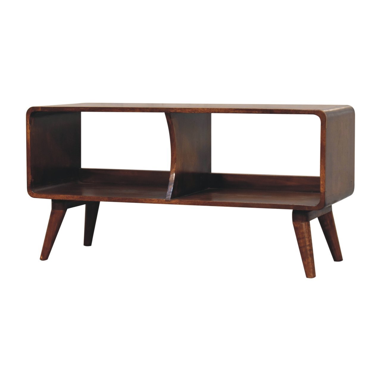 Artisan Furniture Solid Wood Curved Chestnut Double Slot Media Unit