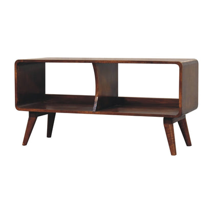 Artisan Furniture Solid Wood Curved Chestnut Double Slot Media Unit
