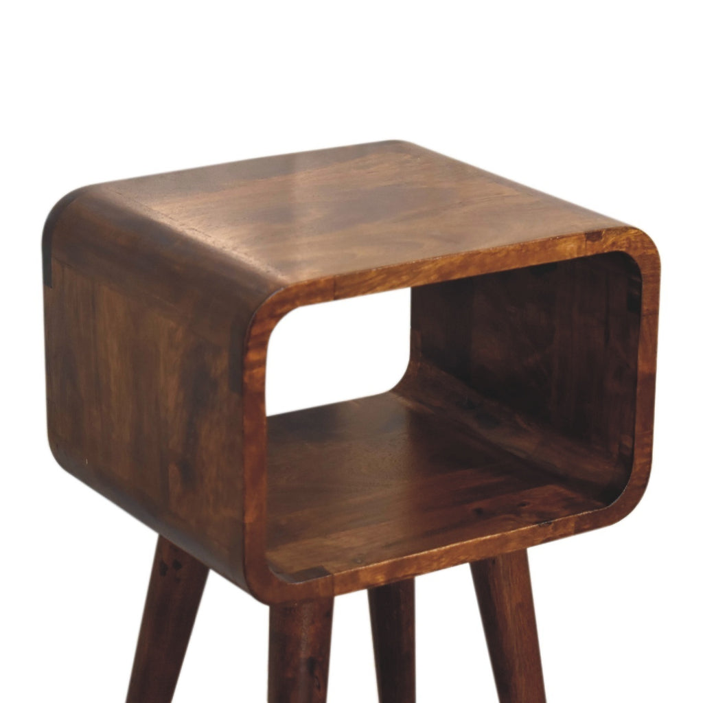 Artisan Furniture Solid Wood Mini Chestnut Curved Open Bedside