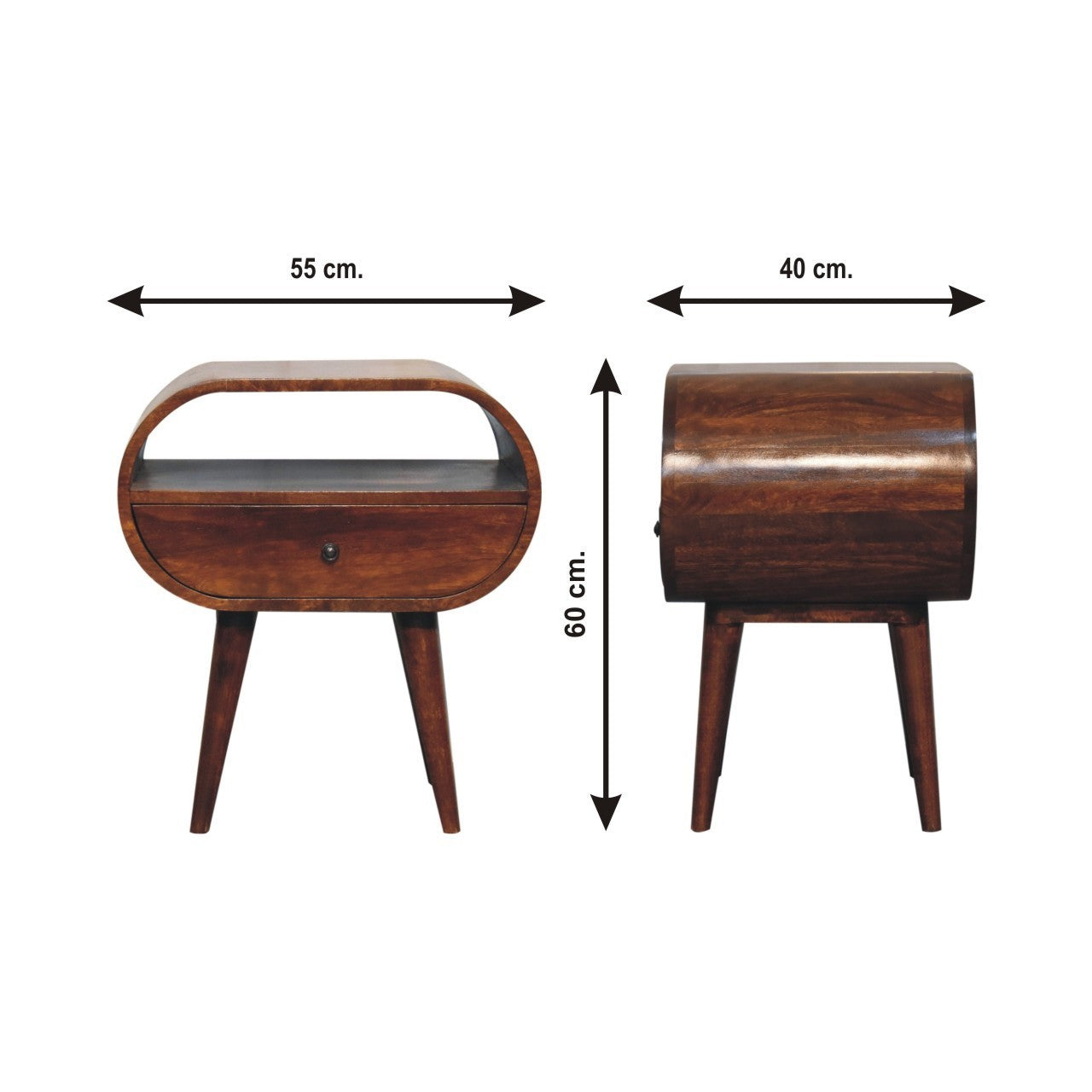 Artisan Furniture Solid wood Large Chestnut Circular Open Bedside