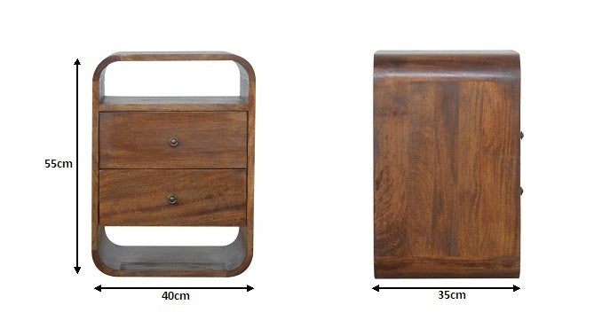 Artisan Furniture Solid Wood Chestnut Curve 2 Drawer Nightstand