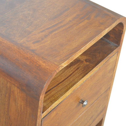 Artisan Furniture Solid Wood Chestnut Curve 2 Drawer Nightstand