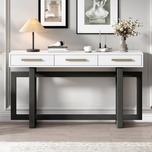 U_STYLE Elegant Console Table with Three Drawers, Extra Long Entryway Table for Entryway, Hallway, Living Room, Foyer, Corridor