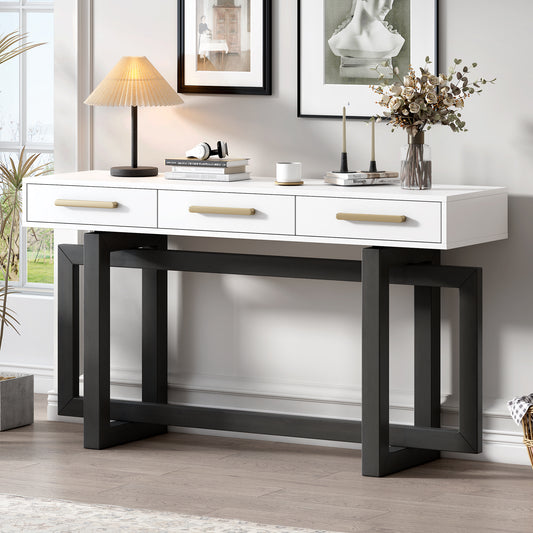 U_STYLE Elegant Console Table with Three Drawers, Extra Long Entryway Table for Entryway, Hallway, Living Room, Foyer, Corridor