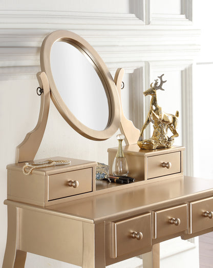 Ashley Wood Make-Up Vanity Table and Stool Set, Ashley Wood Makeup Vanity Table and Stool Set, Gold