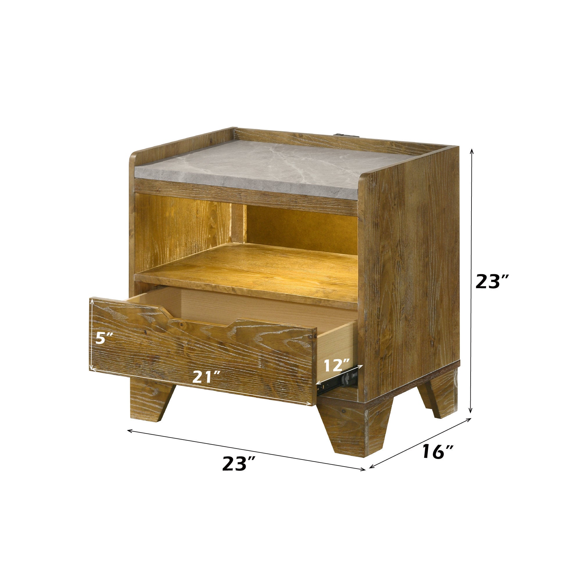 Garcia Light Aspen Brown Nightstand w/LED Nightstands