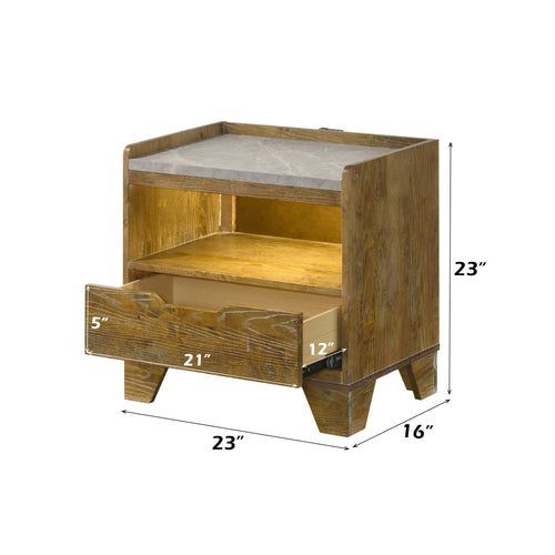 Garcia Light Aspen Brown Nightstand w/LED Nightstands
