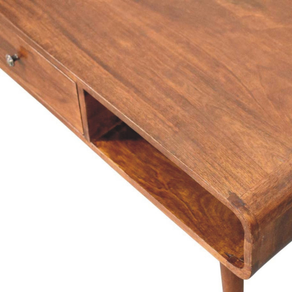 Avora Mid-Century Modern Handmade Solid Wood 2-Drawer Chestnut Coffee Table