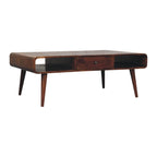 Avora Mid-Century Modern Handmade Solid Wood 2-Drawer Chestnut Coffee Table