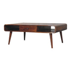 Avora Mid-Century Modern Handmade Solid Wood 2-Drawer Chestnut Coffee Table