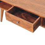 Avora Mid-Century Modern Handmade Solid Wood 2-Drawer Chestnut Coffee Table