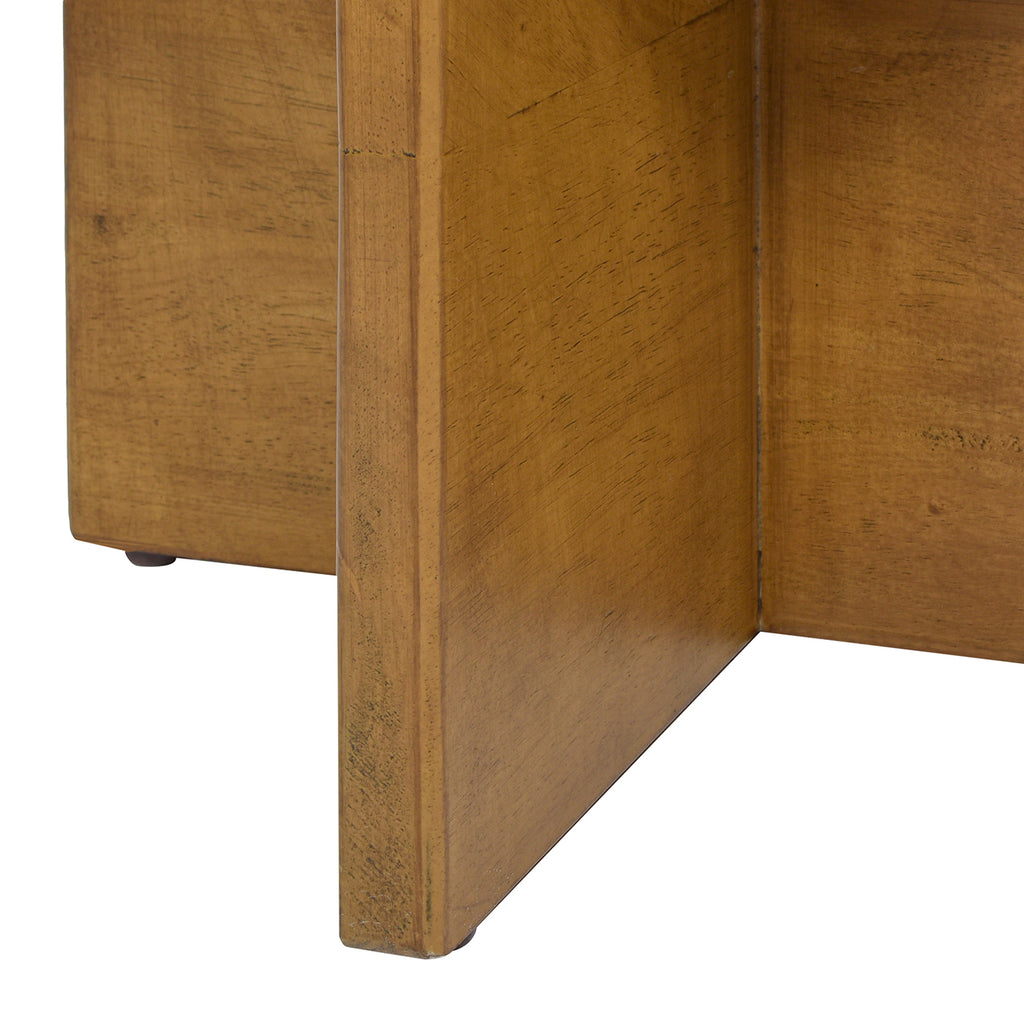 Bali 18.5' Round Upholstered Ottoman with Natural Wood Base, Ivory White Boucle