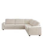 110-Inch Oversized Corduroy Corner Sofa,L Shaped Corner Couch with two storage spaces,USB port & Type-C port and Cup-holder , Deep Seat Comfy Upholstered Couches for Living Room(Not freely combinable)