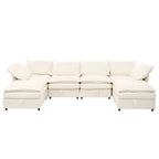 Mirod Versatile 6-Piece Modular Sofa Bed with Storage,Stylish Faux Double-Layer Cushions,Comfortable & Durable Design,Perfect for Any Living Space