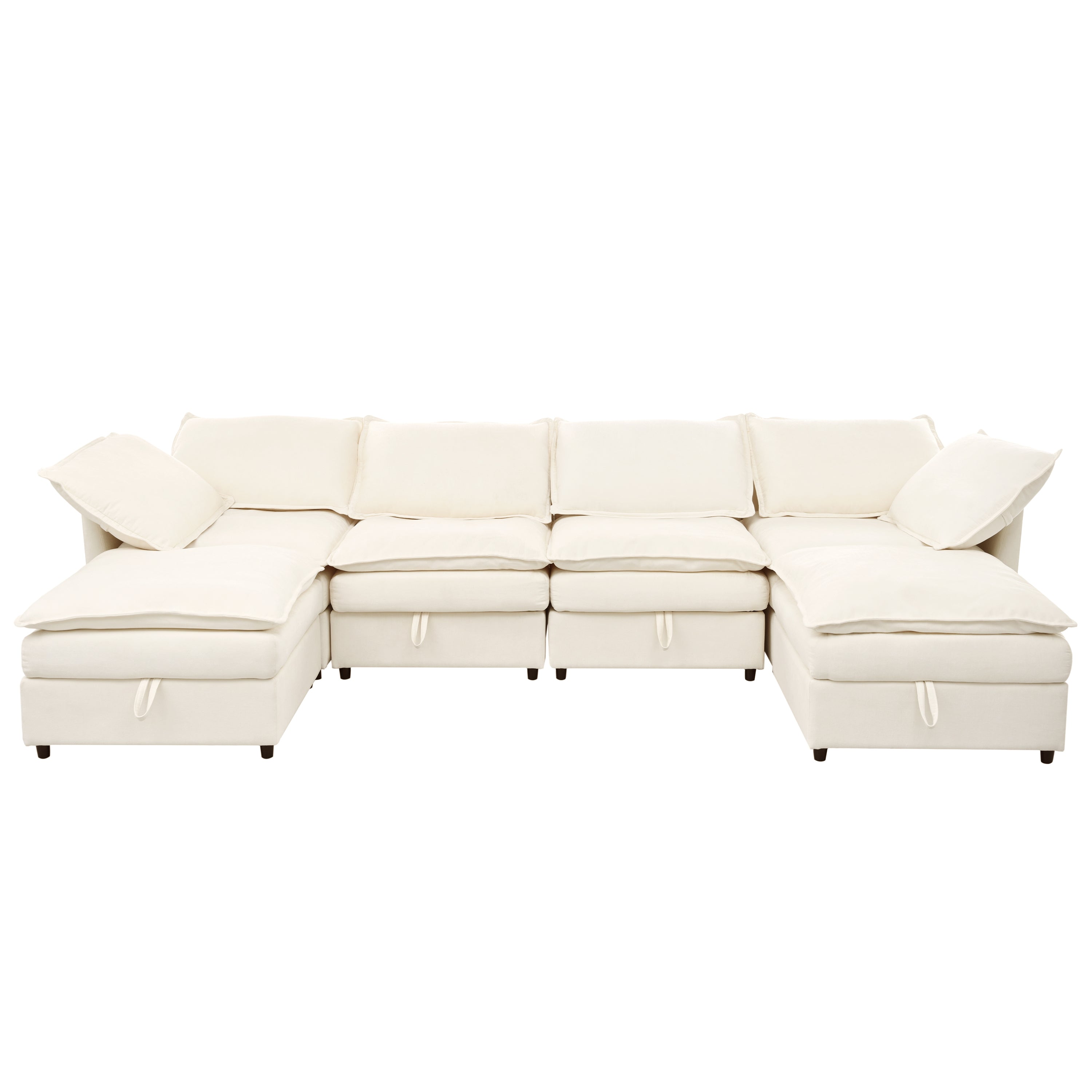 Mirod Versatile 6-Piece Modular Sofa Bed with Storage,Stylish Faux Double-Layer Cushions,Comfortable & Durable Design,Perfect for Any Living Space