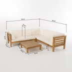 OANA OUTDOOR WOODEN SECTIONAL SET WITH CUSHIONS, BEIGE - Groovy Boardz